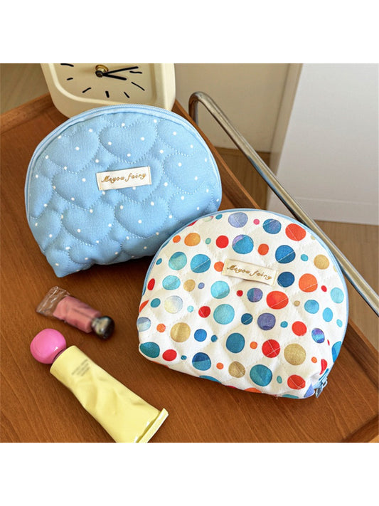 Cosbai colorful polka dot zip bag with multicolored dots on white background