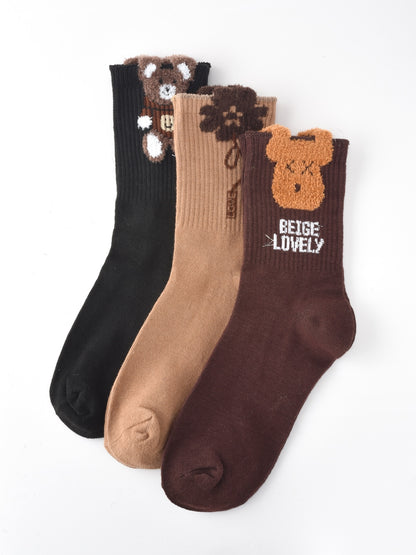 Rufia - Bear Print Winter Socks