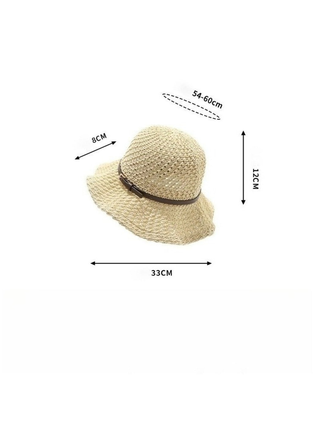 Haila - Solid Color Wide Brim Belt Decoration Bucket Hat