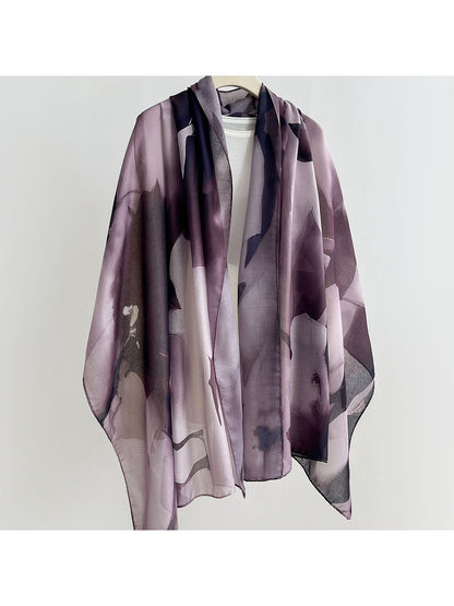 Scarvii - Soft Tone Abstract Printed Summer Wrap Scarf
