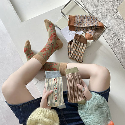 Rufia - Vintage Pattern Women's Socks for Fall & Winter