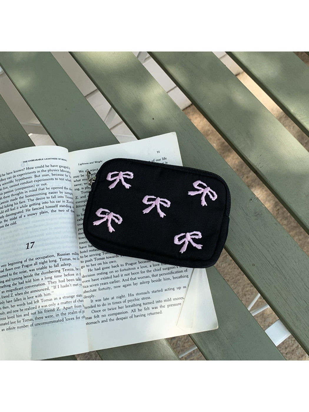 Cosbai - Coin Pouch with Bow Embroidered