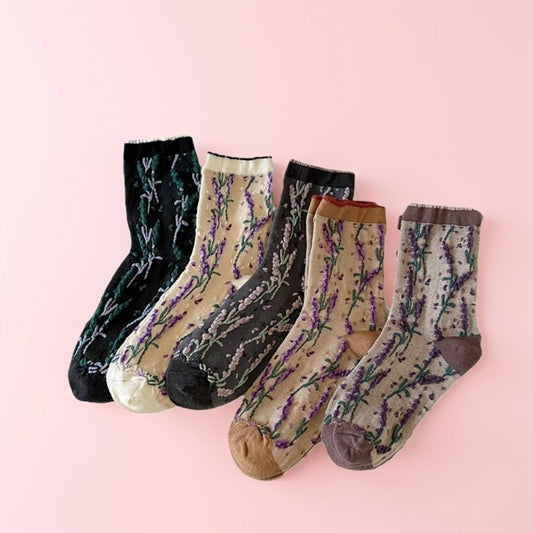 Rufia - Vintage Floral Relief Crew Socks
