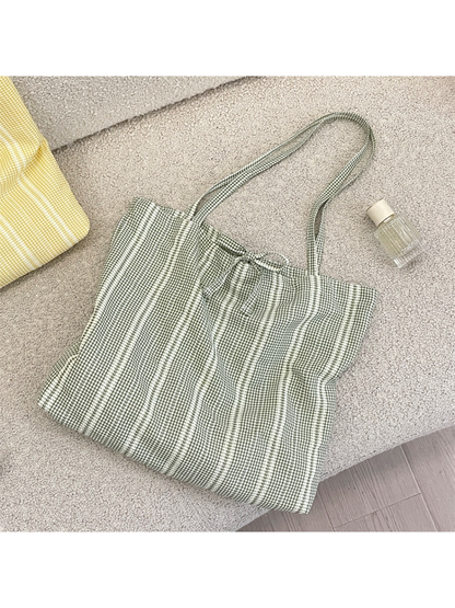 Cosbai - Gingham Check Shoulder Tote
