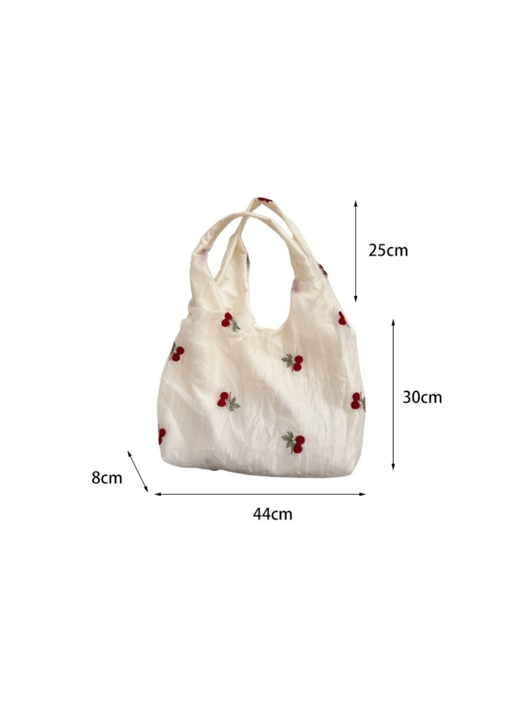 Cosbai – Cherry & Bow Embroidered Sheer-Outer Tote Bag