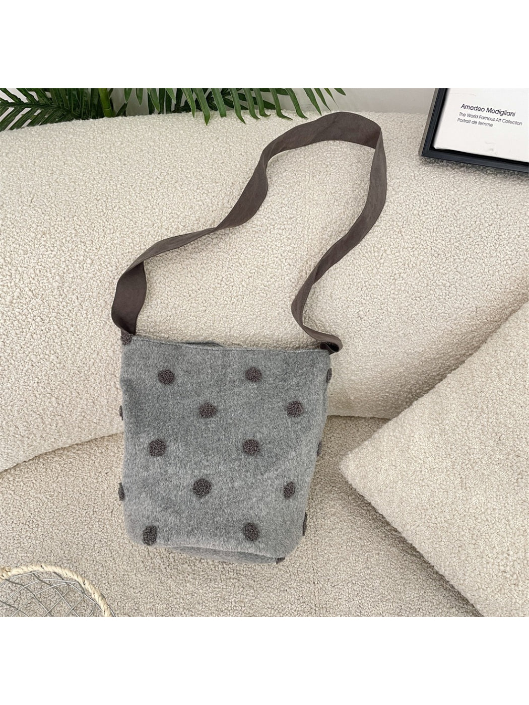 Cosbai - Polka Dot Soft Shoulder Bag