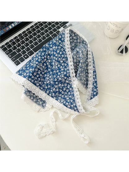 Scarvii - Lace-Trim Patchwork Triangle Scarf