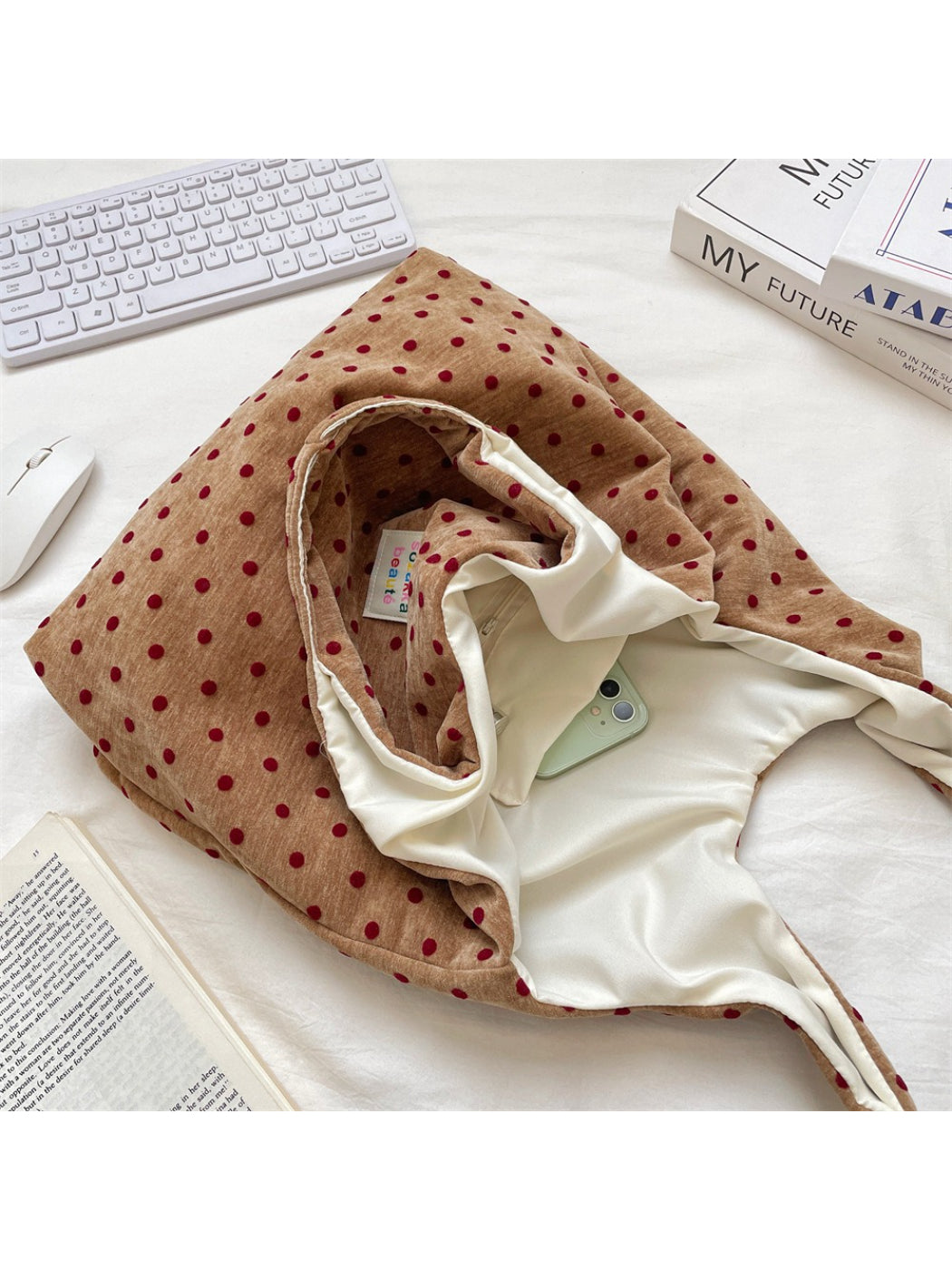 Cosbai Ditsy Floral Cosmetic Pouch folded flat to show compact size