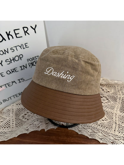 Haila - Embroidered Short Brim Round Crown Bucket Hat