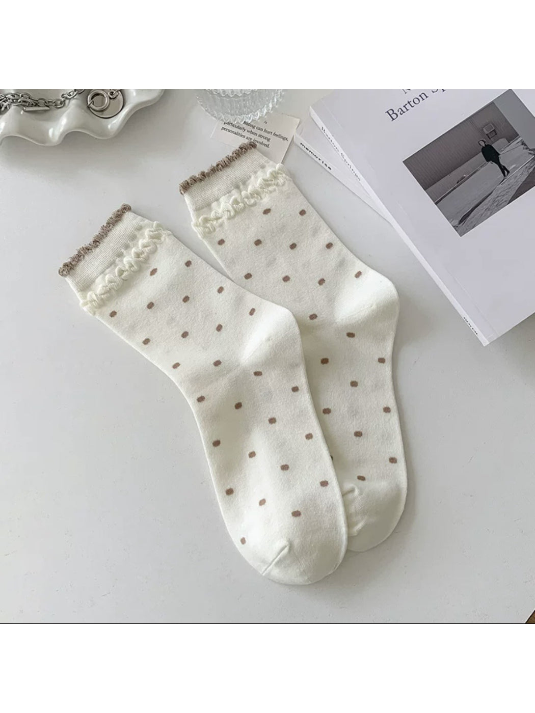 Rufia - Polka Dot Ruffle Cuff Crew Socks product image 9