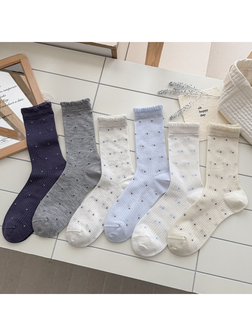 Rufia - Lace Trim Polka Dot Crew Socks product image 8