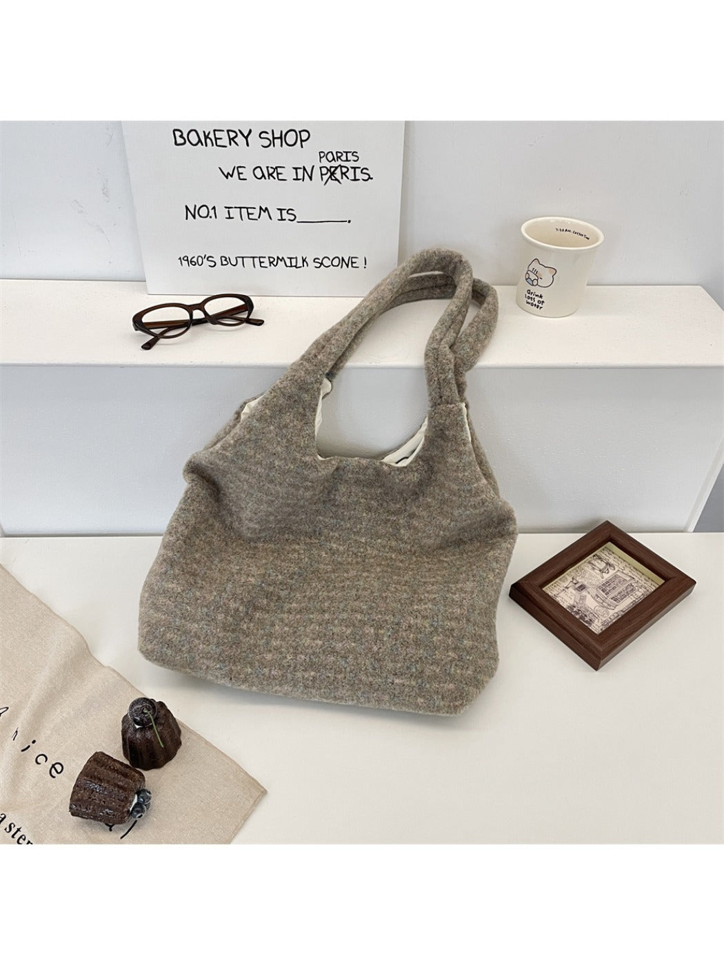 Cosbai - Striped Tote Bag for Women