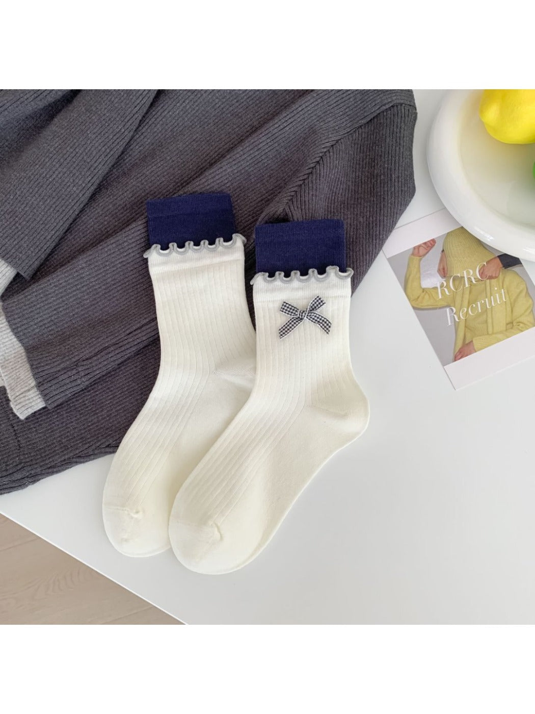 Rufia - Women's Mid-Crew Capsule Socks with Minimalist Prints