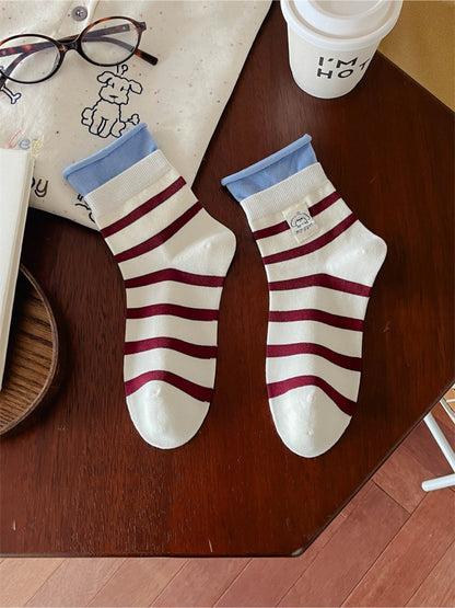 Rufia - Classic Fold Cuff Stripe Crew Socks