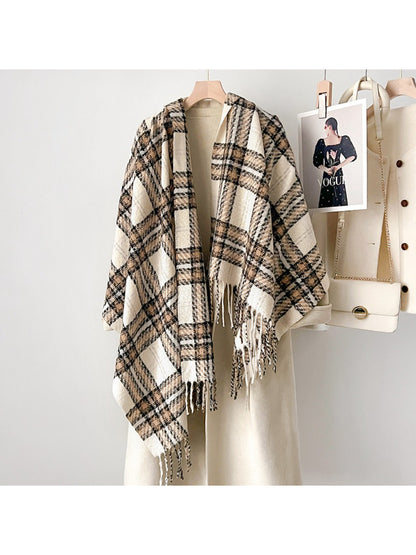 Scarvii - Classic Plaid Fringe Warm Scarf