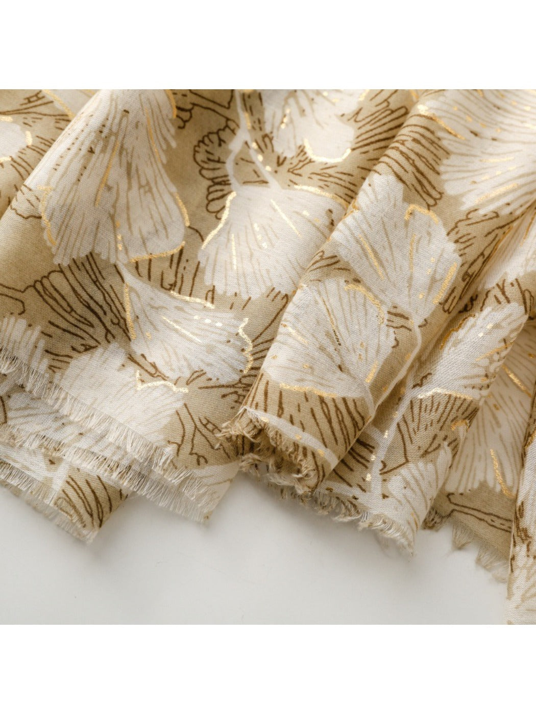Scarvii - Gold Foil Scarf & Shawl with Floral Print