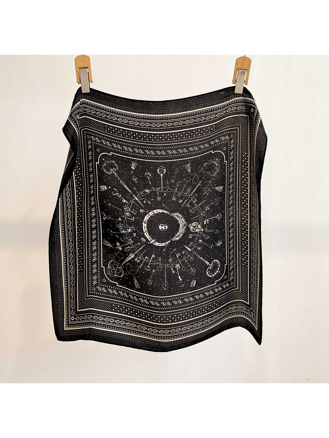 Scarvii - Muted Key Pattern Border Square Scarf