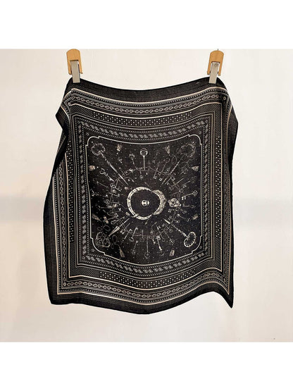 Scarvii - Muted Key Pattern Border Square Scarf