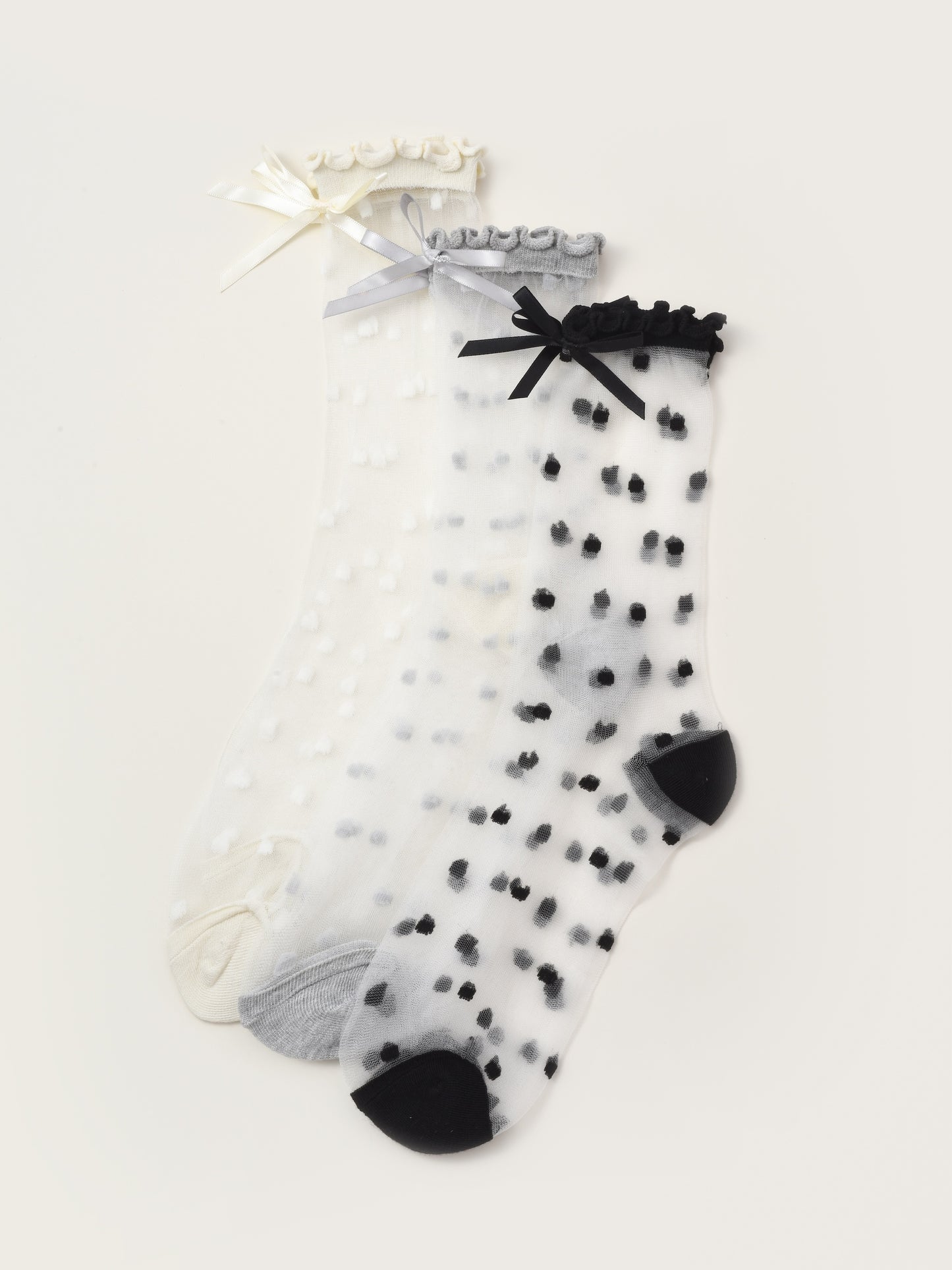 Rufia - Sheer Polka Dot Bow Socks