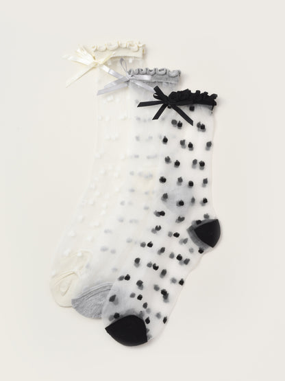Rufia - Sheer Polka Dot Bow Socks