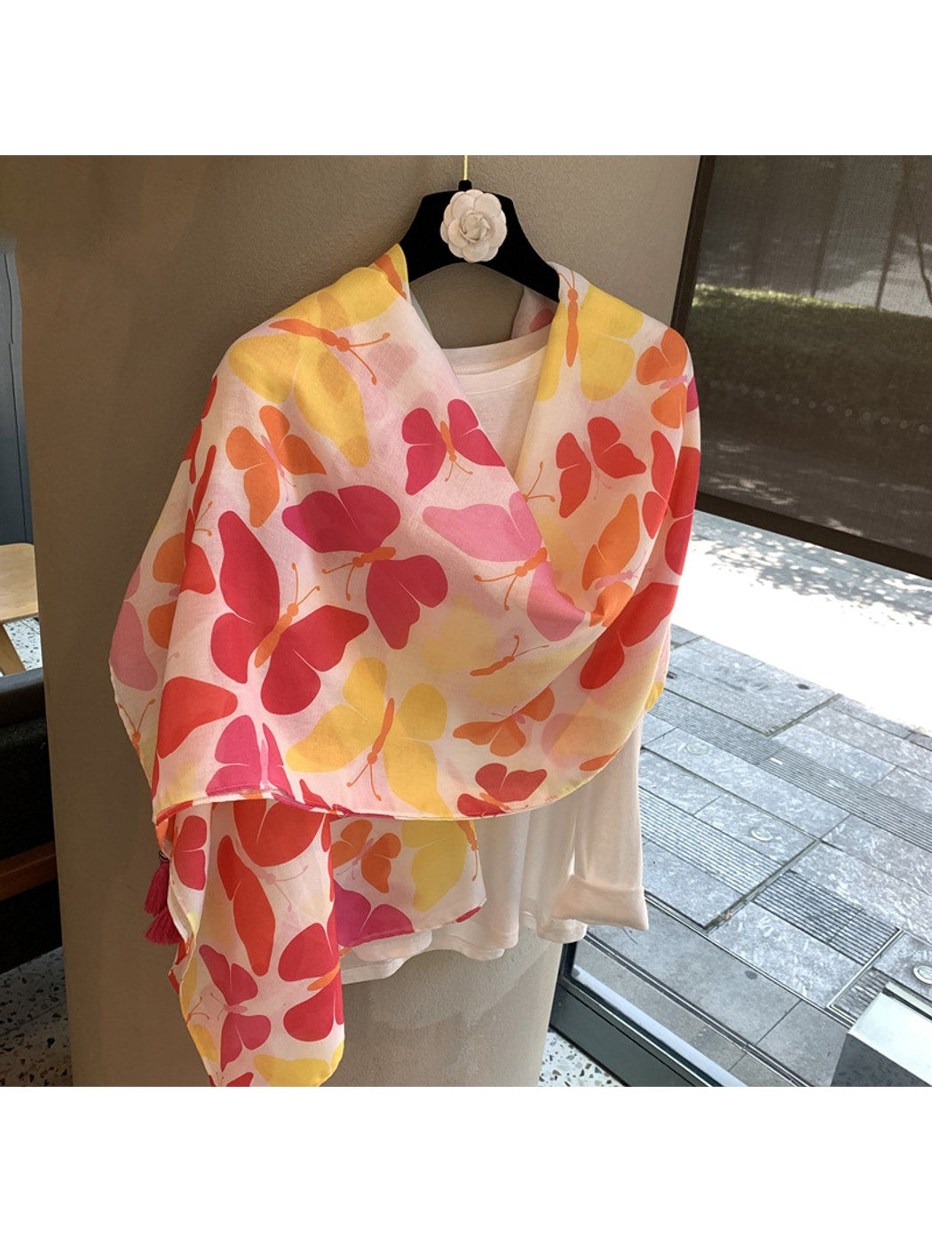 Scarvii - Warm Colors Butterfly Print Rectangular Scarf