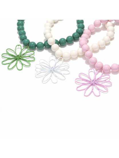 Neckit Statement Flower Pendant Beaded Necklace displayed on white background