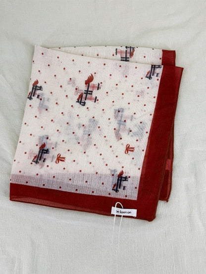 Scarvii Sheer Pony Dot Square Scarf styled tied around a ponytail