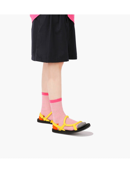 Rufia - Sheer Shell Mesh Colorblock Ankle Socks