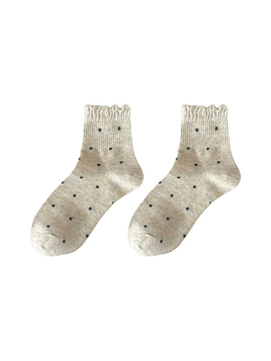 Rufia - Polka Dot Ruffle Edge Mid-Calf Capsule Socks