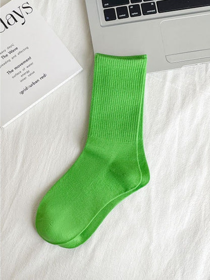Rufia - Candy Colorful Solid Mid-Calf Socks