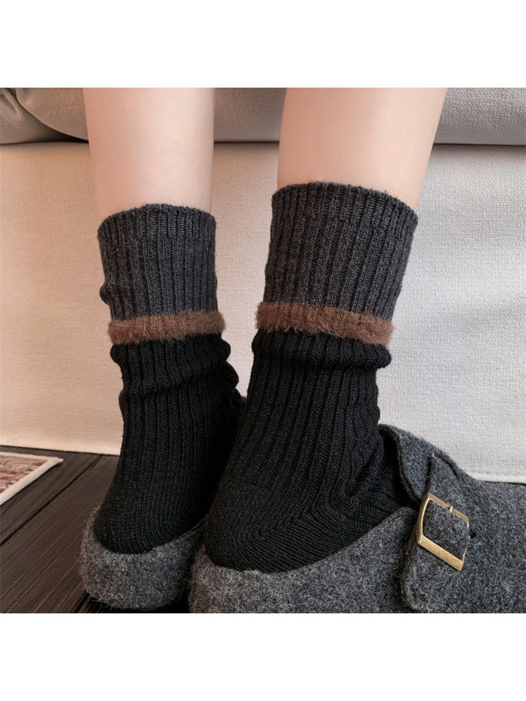 Rufia - Stacked Contrast Stripe Ribbed Crew Socks