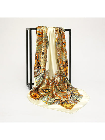 Scarvii - Bright Floral Pattern Fashion Square Scarf