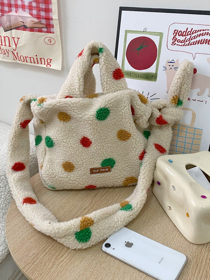 Cosbai – Vintage Polka Dot & Furry Crossbody Bag
