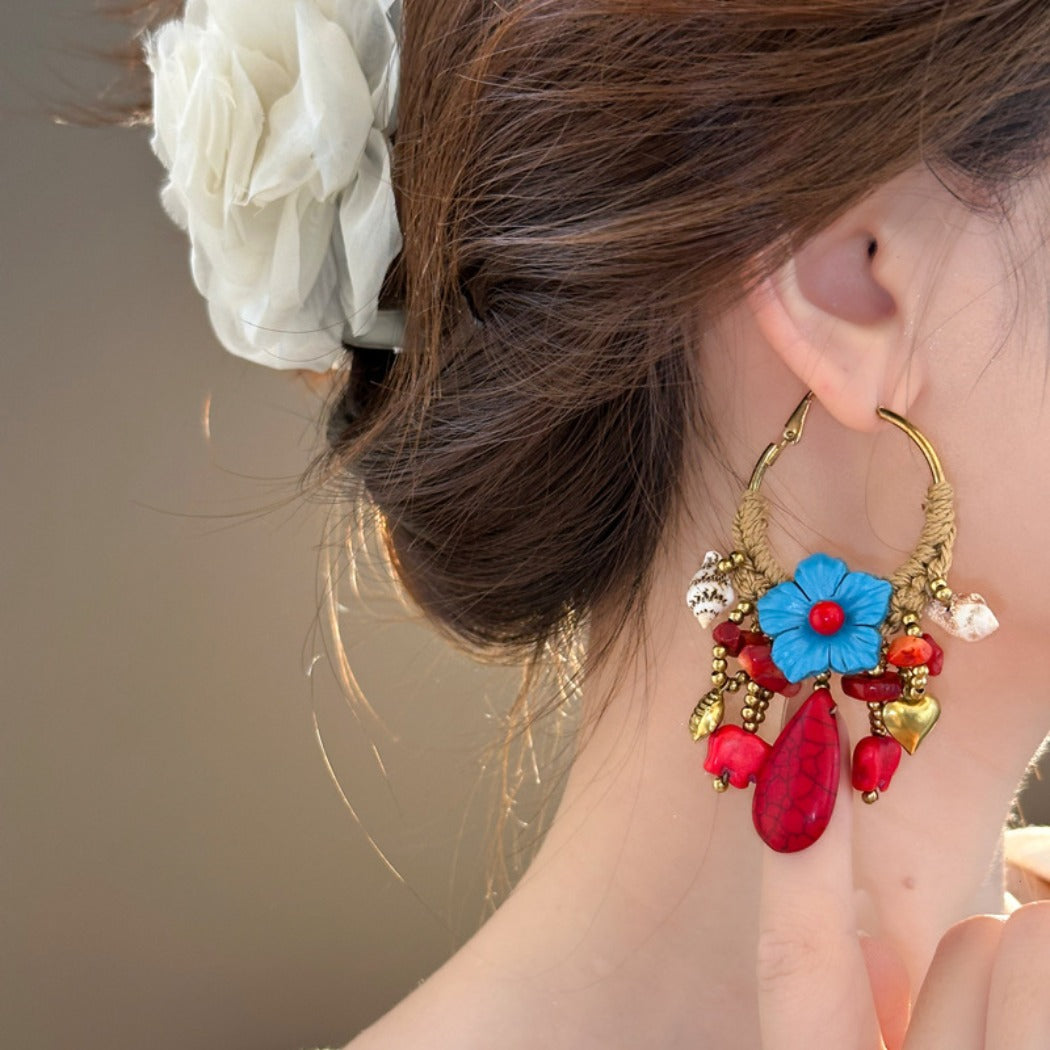 Earwish - Boho Woven Floral Beads Earrings - Sweet & Bold