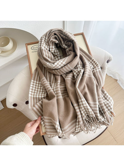 Scarvii - Long Plaid Draped Tassel Winter Scarf