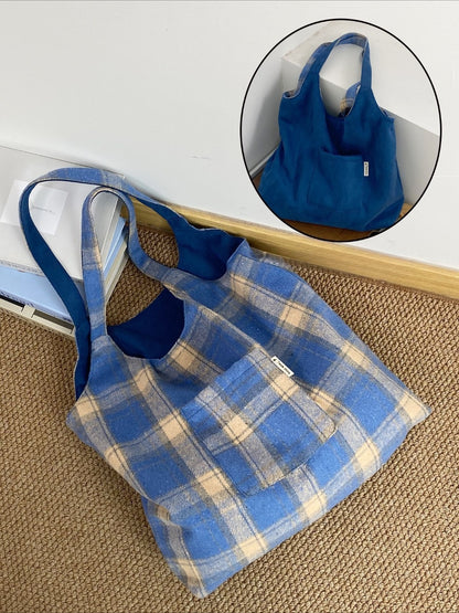 Cosbai – Reversible Plaid Tote Bag