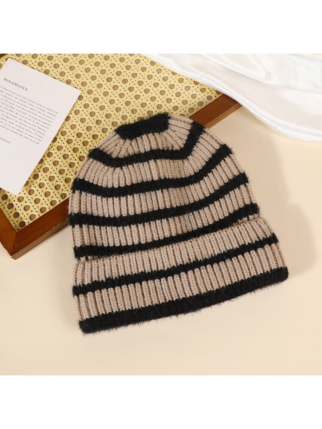 Haila - Women's Striped Color Block Beanie