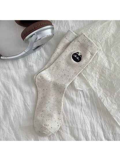 Rufia - Black Cat Dog Pattern Crew Socks