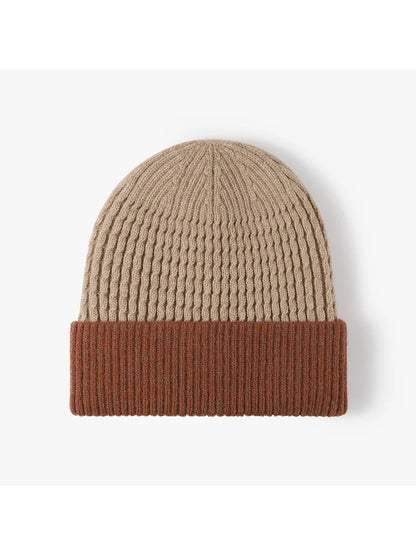 Haila - Colorblock Plush Lined Cuffed Knit Beanie