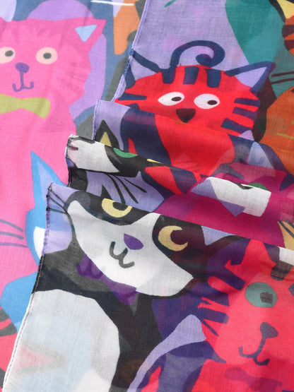Scarvii – Cartoon Cat Print Scarf