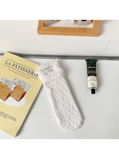 Rufia - Scalloped Floral Lace Sheer Socks