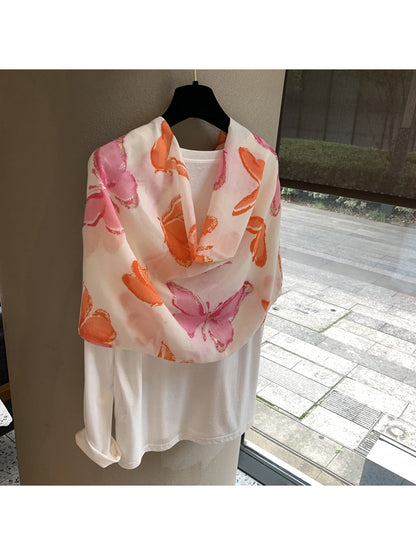 Scarvii - Butterfly Print Rectangular Shawl Scarf