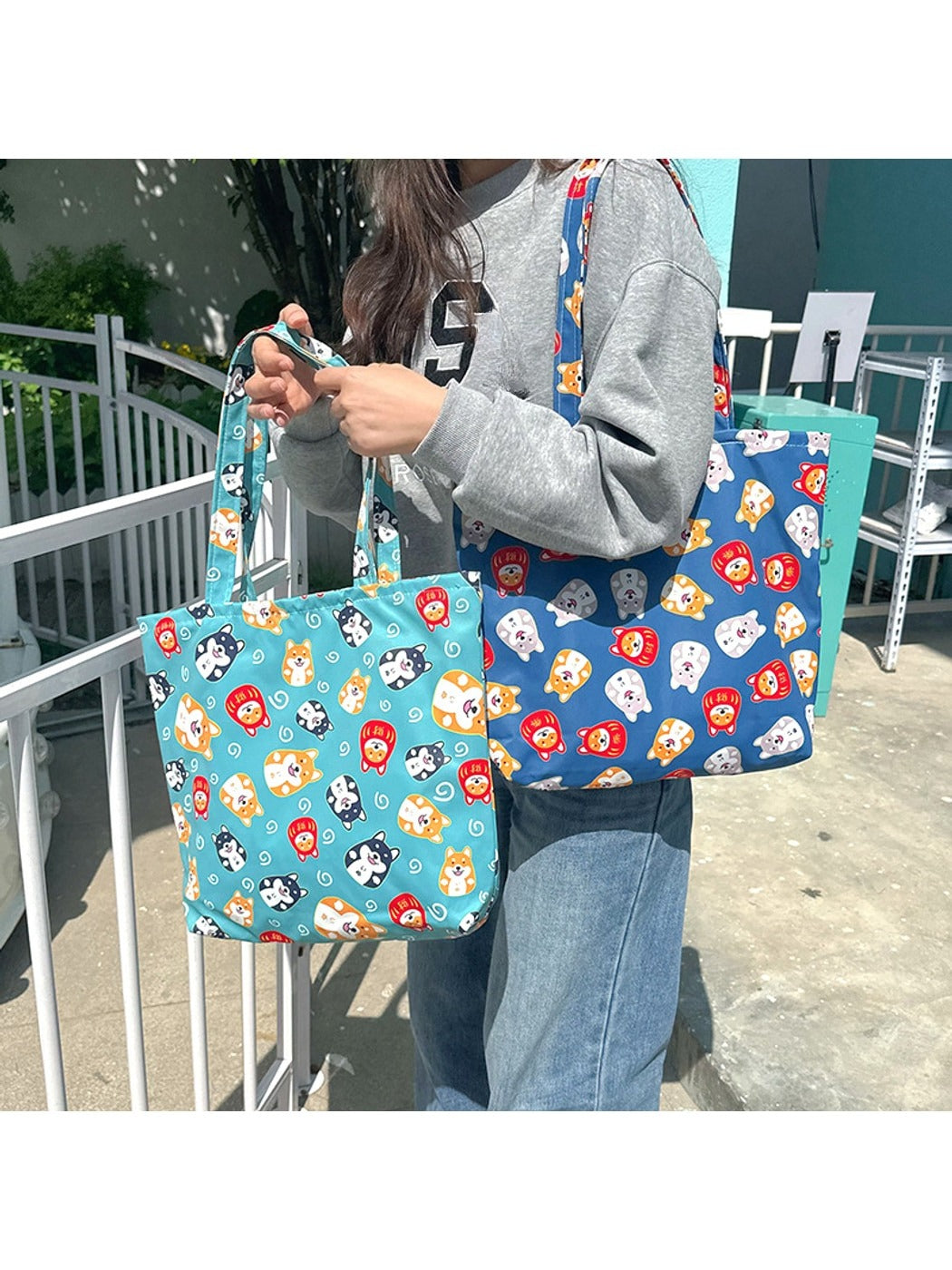 Cosbai - Shiba Inu Print Open-Top Daily Carry Bag