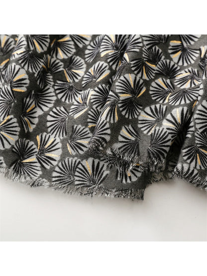 Scarvii - Lightweight Allover Leaf Print Scarf