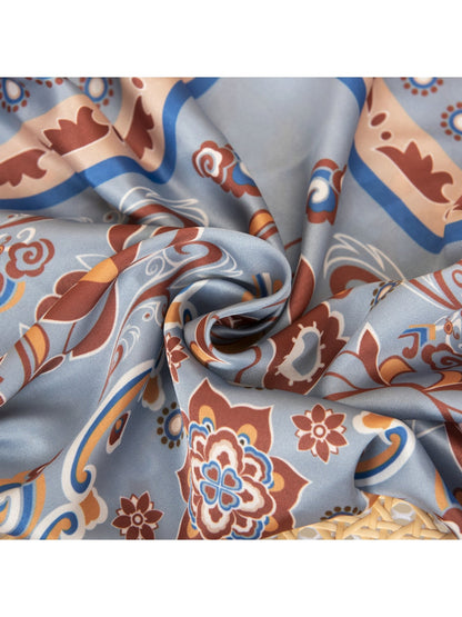 Scarvii - Elegant Print Border Square Scarf