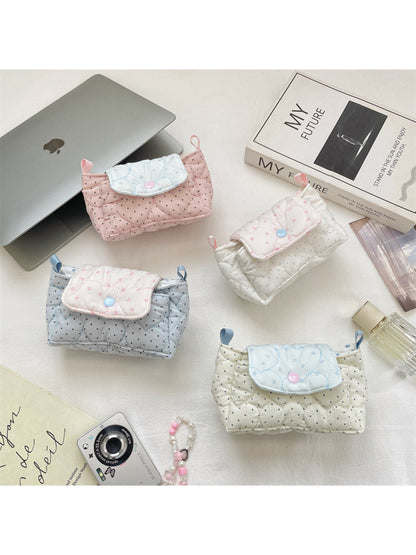 Cosbai - Quilted Dot and Star Snap Flap Pouch