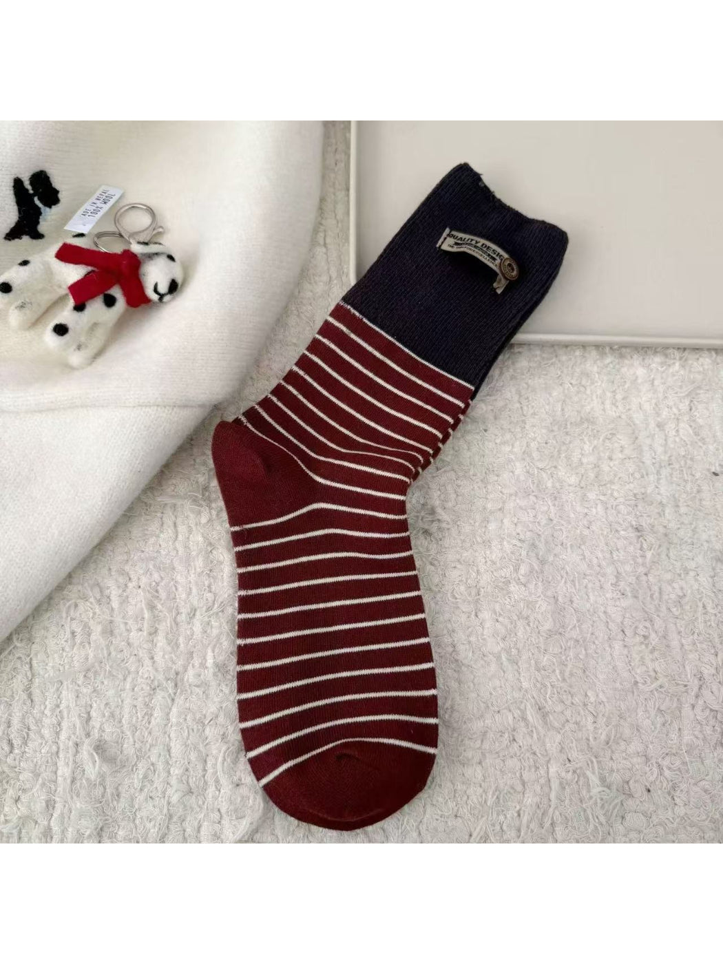 Rufia - Urban Casual Tag Stripe Crew Socks