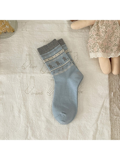Rufia - Animal Pattern Cute Pattern Mid-Calf Socks
