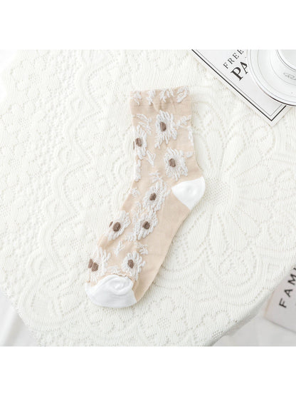 Rufia - Vintage Flower Grid Crew Socks product image 3
