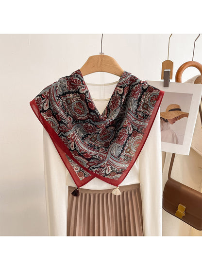 Scarvii - Retro Mix Floral Print Fashion Square Scarf